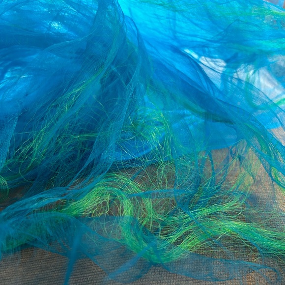 Vibrant Blue & Green Silk Wrap Scarf - Picture 7 of 10